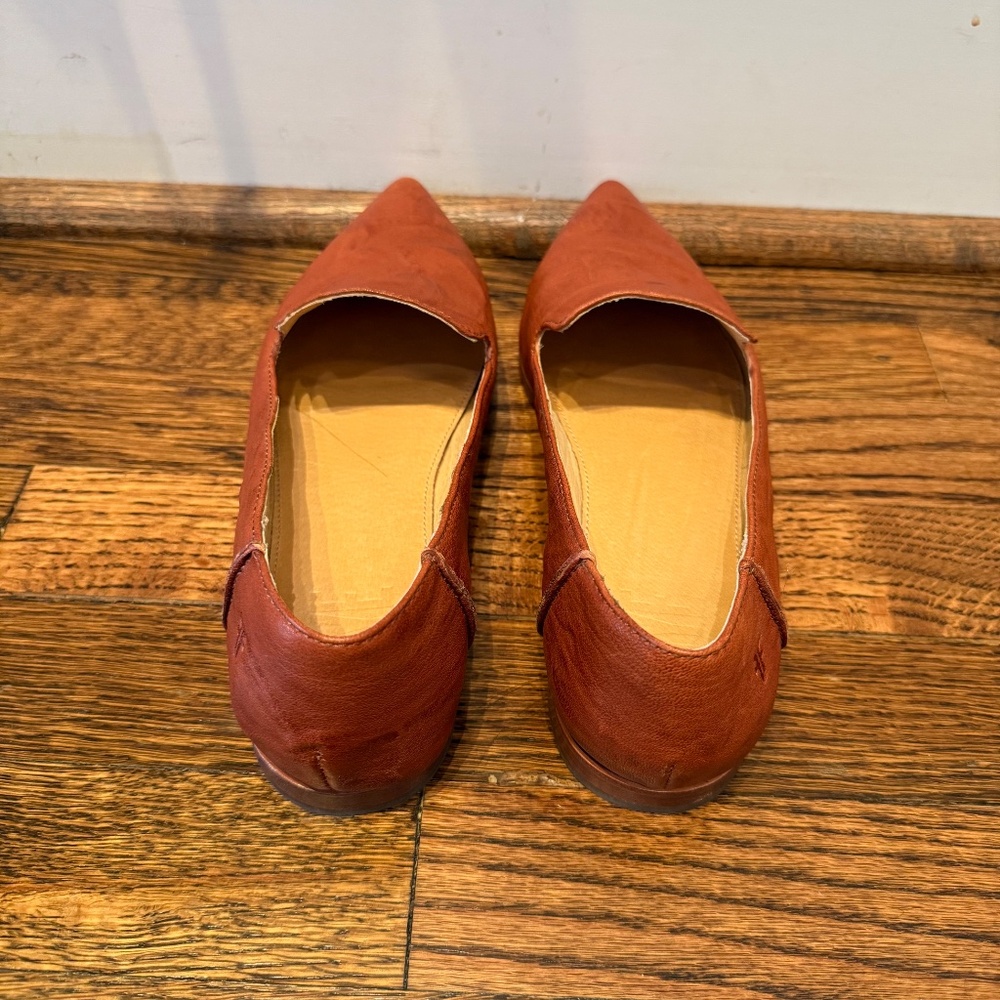 Frye Women's Pointed Toe Flats in Rust Brown - Picture 4 of 6
